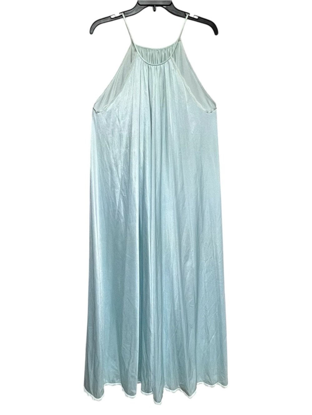 Vintage Sakowitz Ice Blue Halter Maxi Gown Nightgown Flowy - Size Small